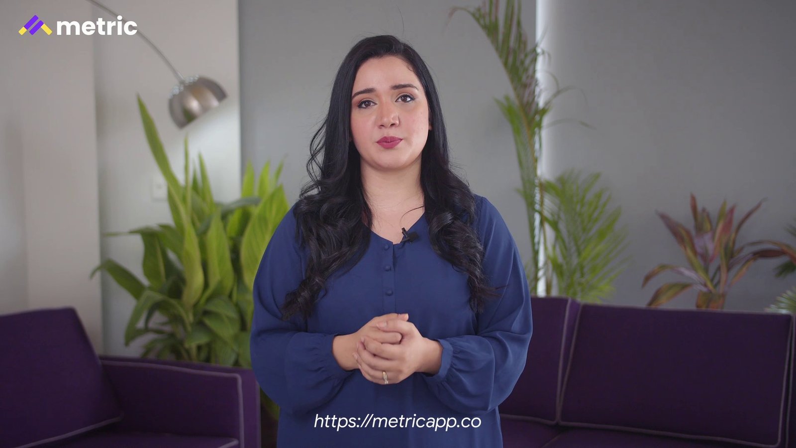 Presenter in the Metric App explainer video